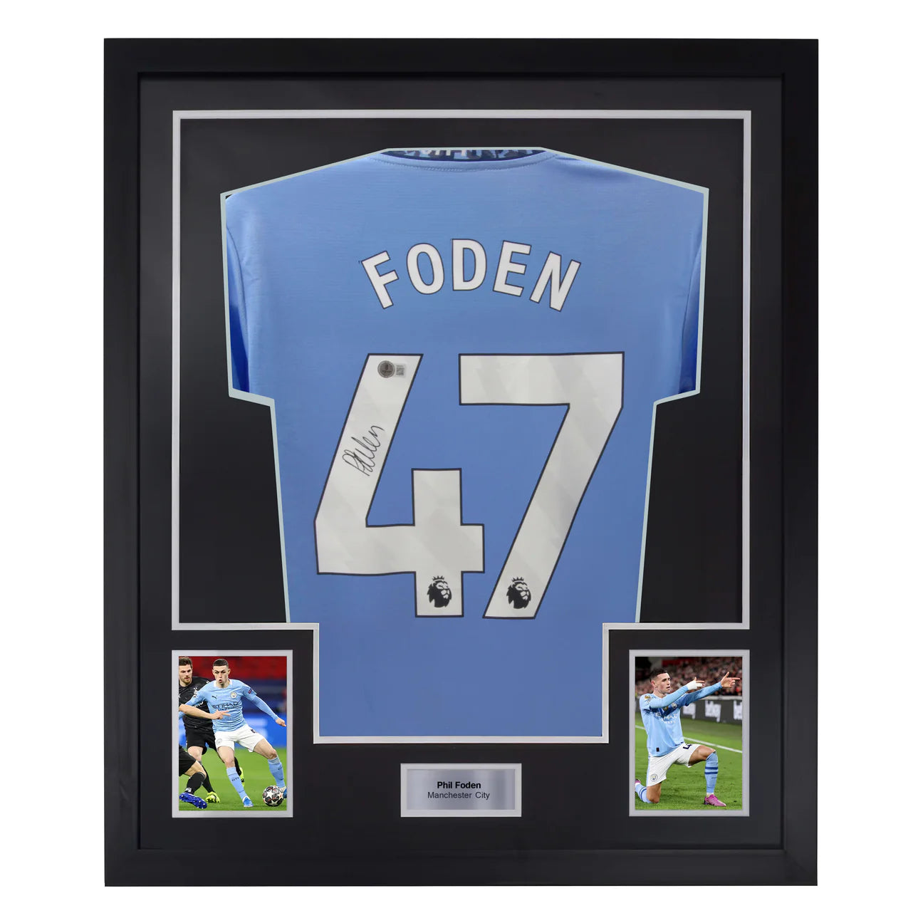 Phil Foden Signed & Framed Custom Man City Soccer Jersey with Beckett COA