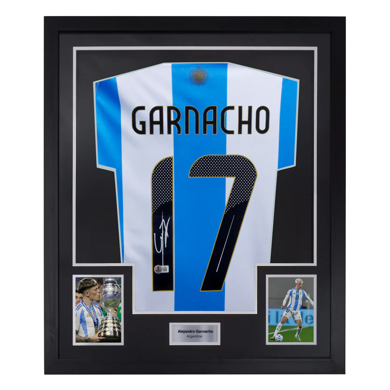 Alejandro Garnacho Signed & Framed Custom Argentina Soccer Jersey with Beckett COA