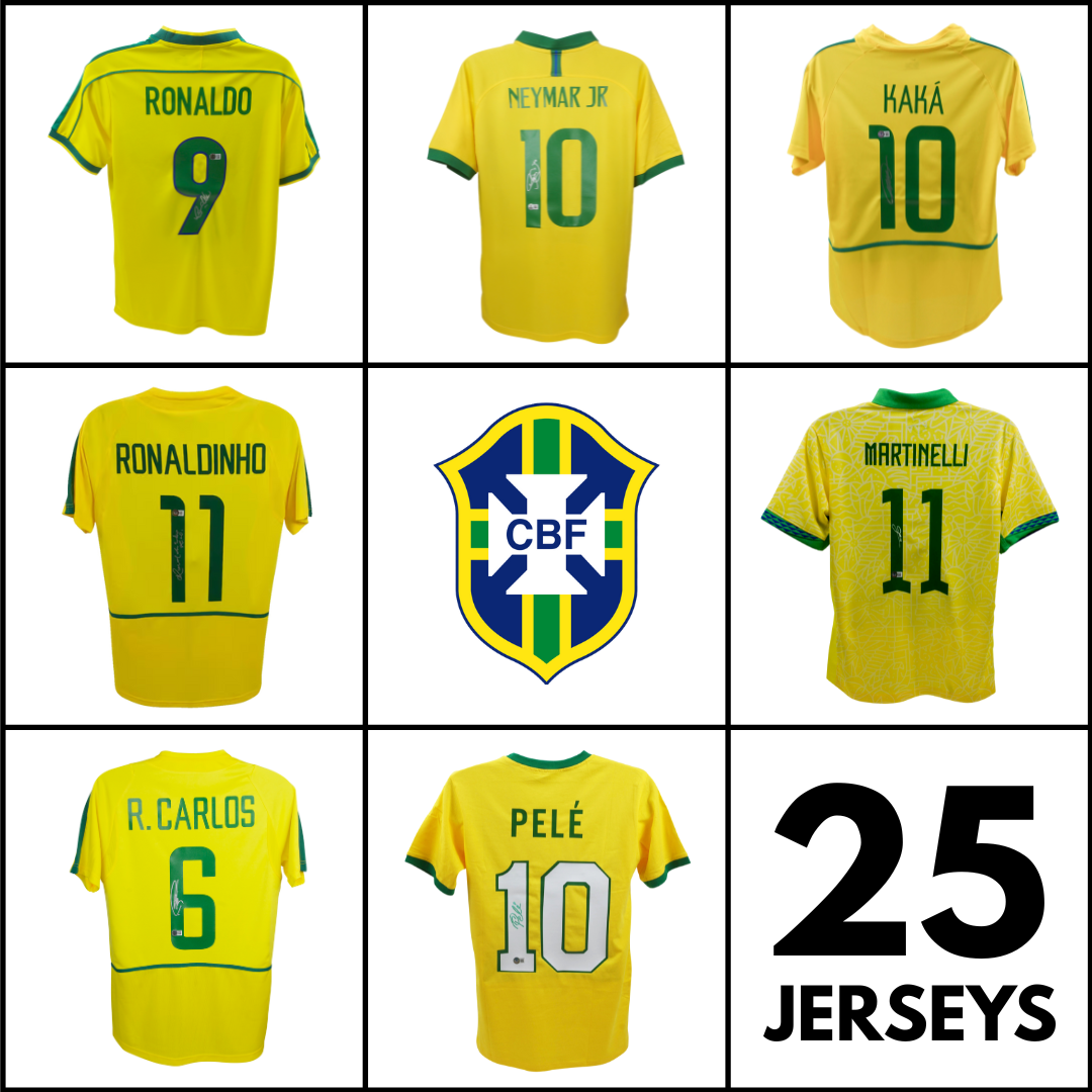 25 x Signed Brazil National Team Random Jersey Selection with Beckett COA