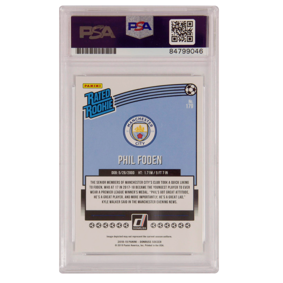 Phil Foden Signed 2018-19 Panini Rated Rookie #179 - PSA 10 Autograph