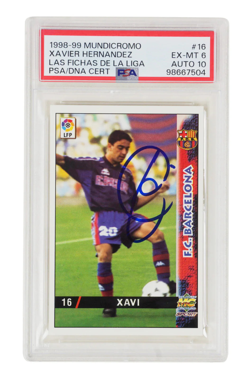 Xavi Signed 1998-99 Mundicromo Las Fichas De La Liga Rookie Card – PSA 6 Autograph 10