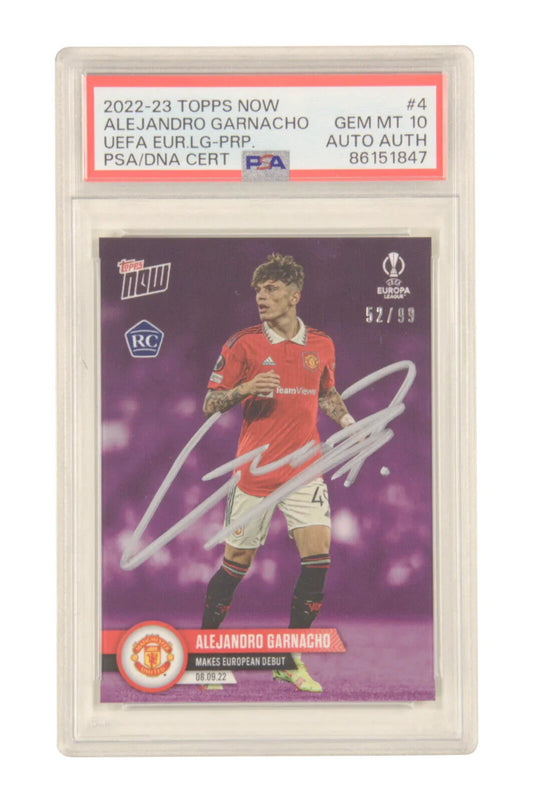 Alejandro Garnacho Signed 2022-23 Topps Now Pro Debut /99 Rookie – PSA 10