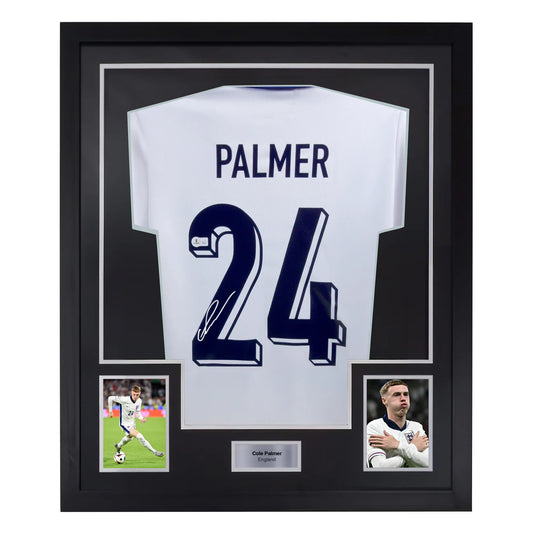 Cole Palmer Signed & Framed Custom England Soccer Jersey with Beckett COA