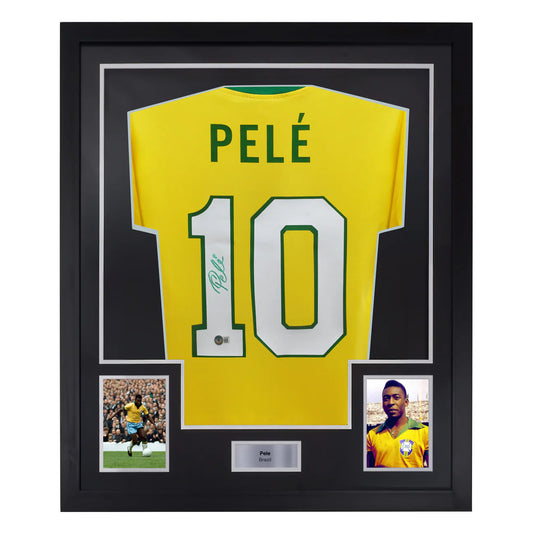 Pele Signed & Framed Custom Brazil Soccer Jersey with Beckett COA