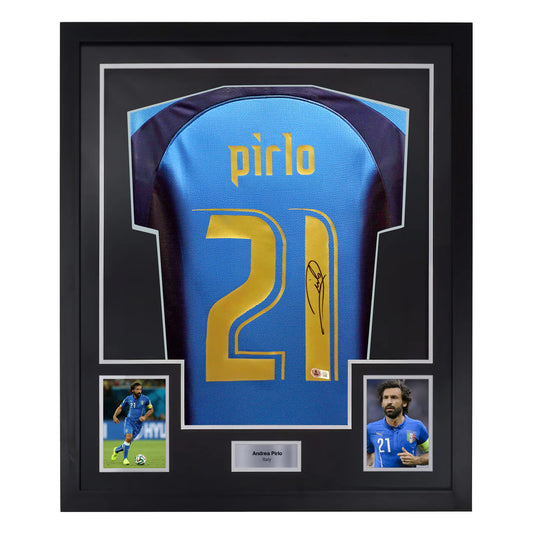 Andrea Pirlo Signed & Framed Custom Italy Soccer Jersey with Beckett COA