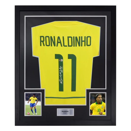 Ronaldinho Signed & Framed Custom Brazil Soccer Jersey with Beckett COA