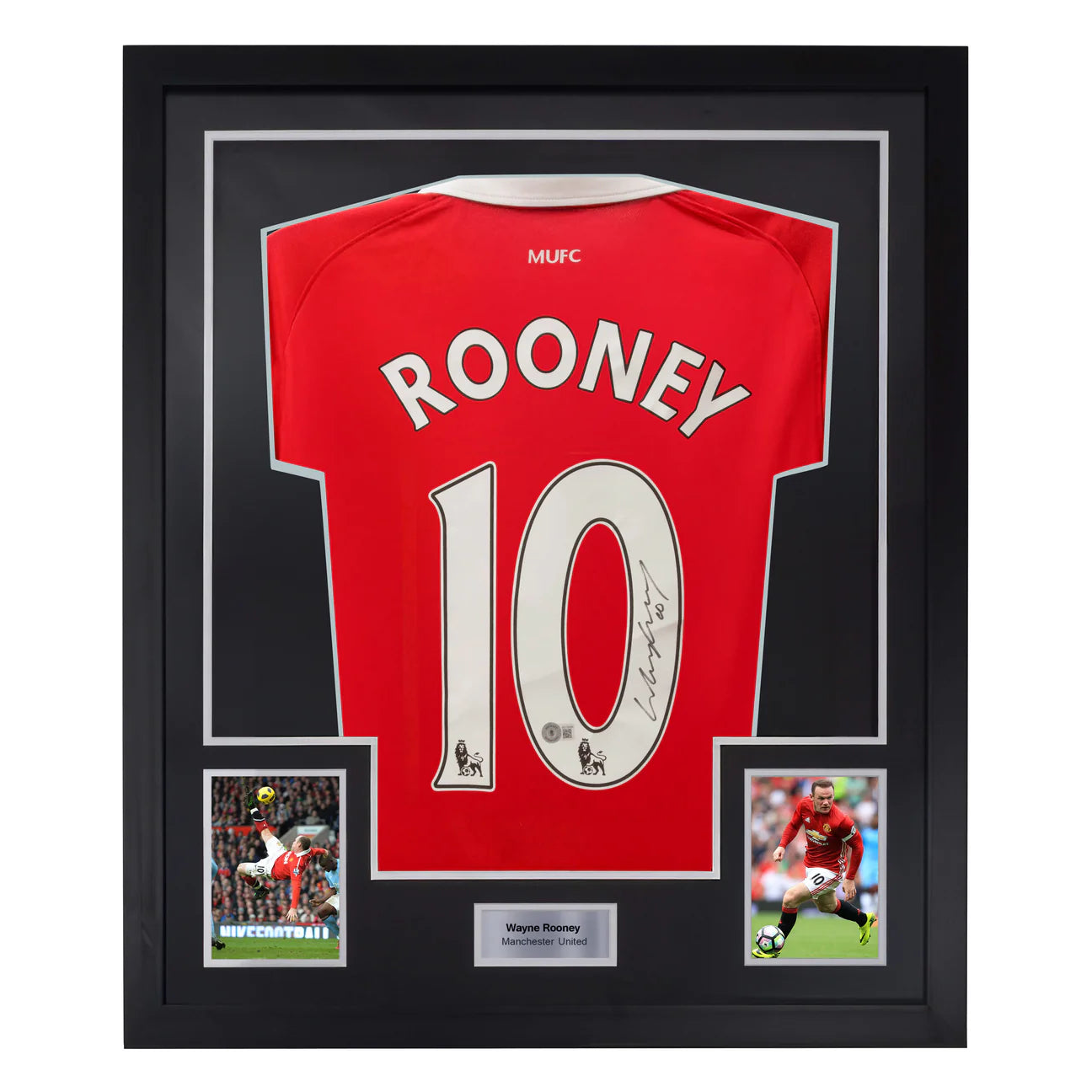 Wayne Rooney Signed & Framed Custom Man Utd Soccer Jersey with Beckett COA
