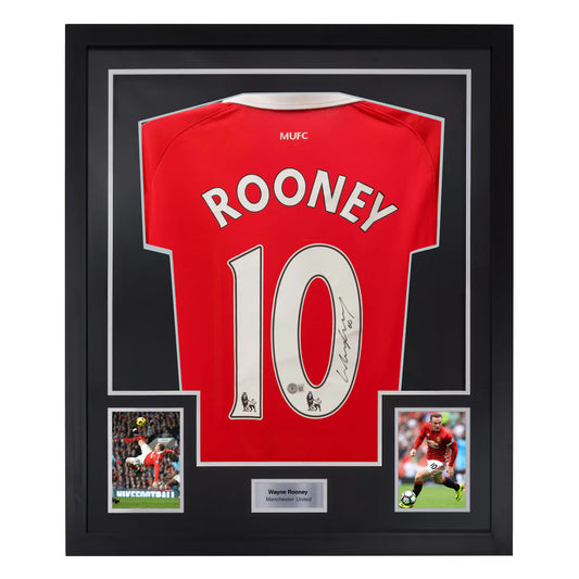 Wayne Rooney Signed & Framed Custom Man Utd Soccer Jersey with Beckett COA
