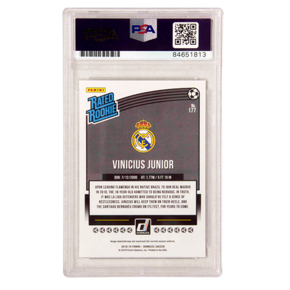 Vinicius Jr Signed 2018-19 Panini Donruss Rated Rookie #177 - PSA 10 Autograph