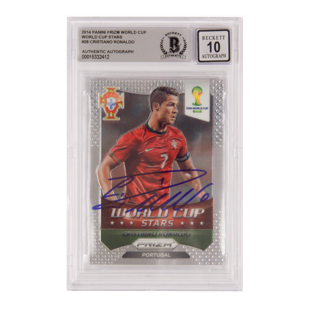 Cristiano Ronaldo Signed 2014 Panini Prizm WC Stars Soccer Card - BGS 10 Autograph