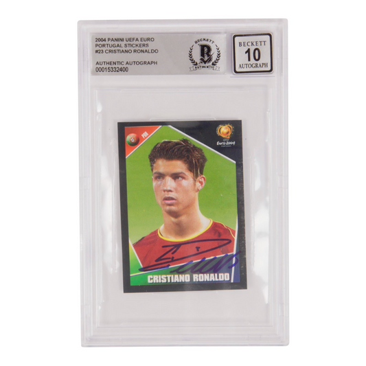 Cristiano Ronaldo Signed 2004 Panini UEFA EURO Sticker - BGS 10 Autograph