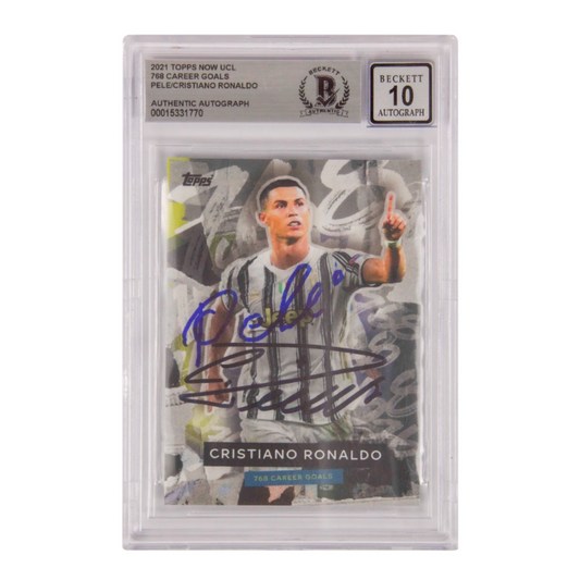 Cristiano Ronaldo & Pele Signed 2021 Topps Now UCL 768 Goals Record - BGS 10 Autograph