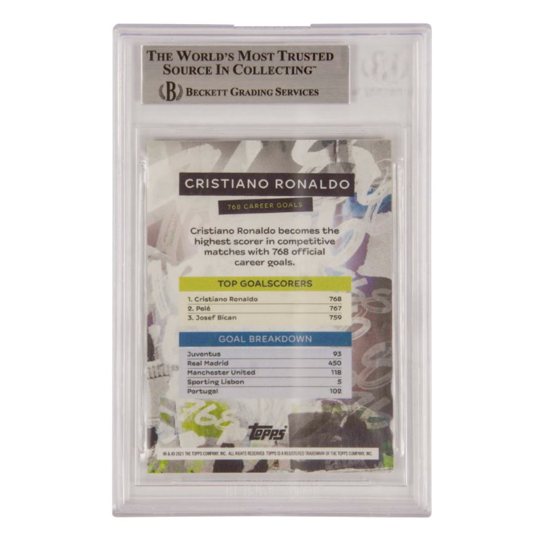 Cristiano Ronaldo & Pele Signed 2021 Topps Now UCL 768 Goals Record - BGS 10 Autograph