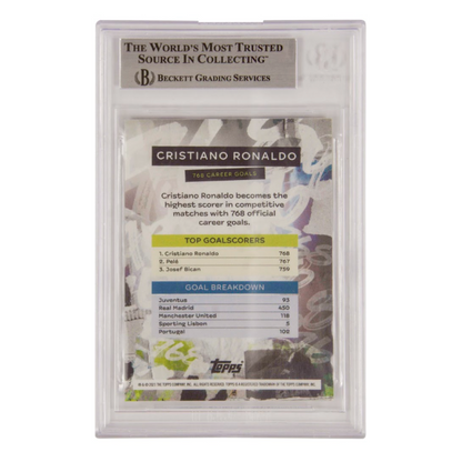 Cristiano Ronaldo & Pele Signed 2021 Topps Now UCL 768 Goals Record - BGS 10 Autograph