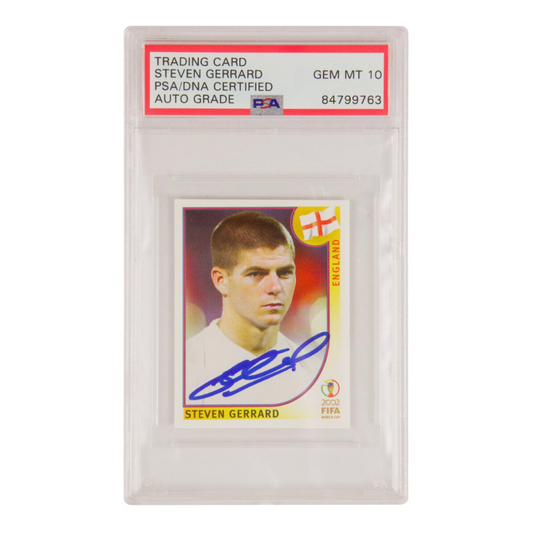 Steven Gerrard Signed 2002 Panini World Cup Soccer Sticker - PSA 10 Autograph
