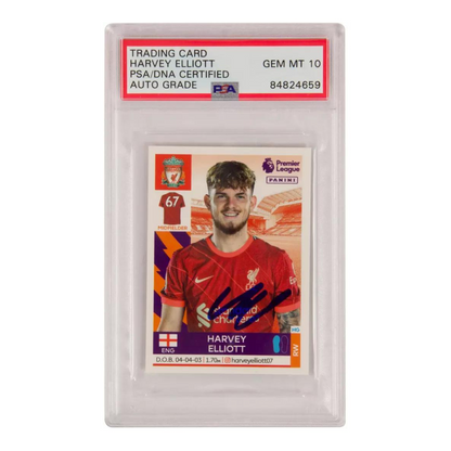 Harvey Elliott Signed Panini EPL Rookie Sticker - PSA 10 Autograph