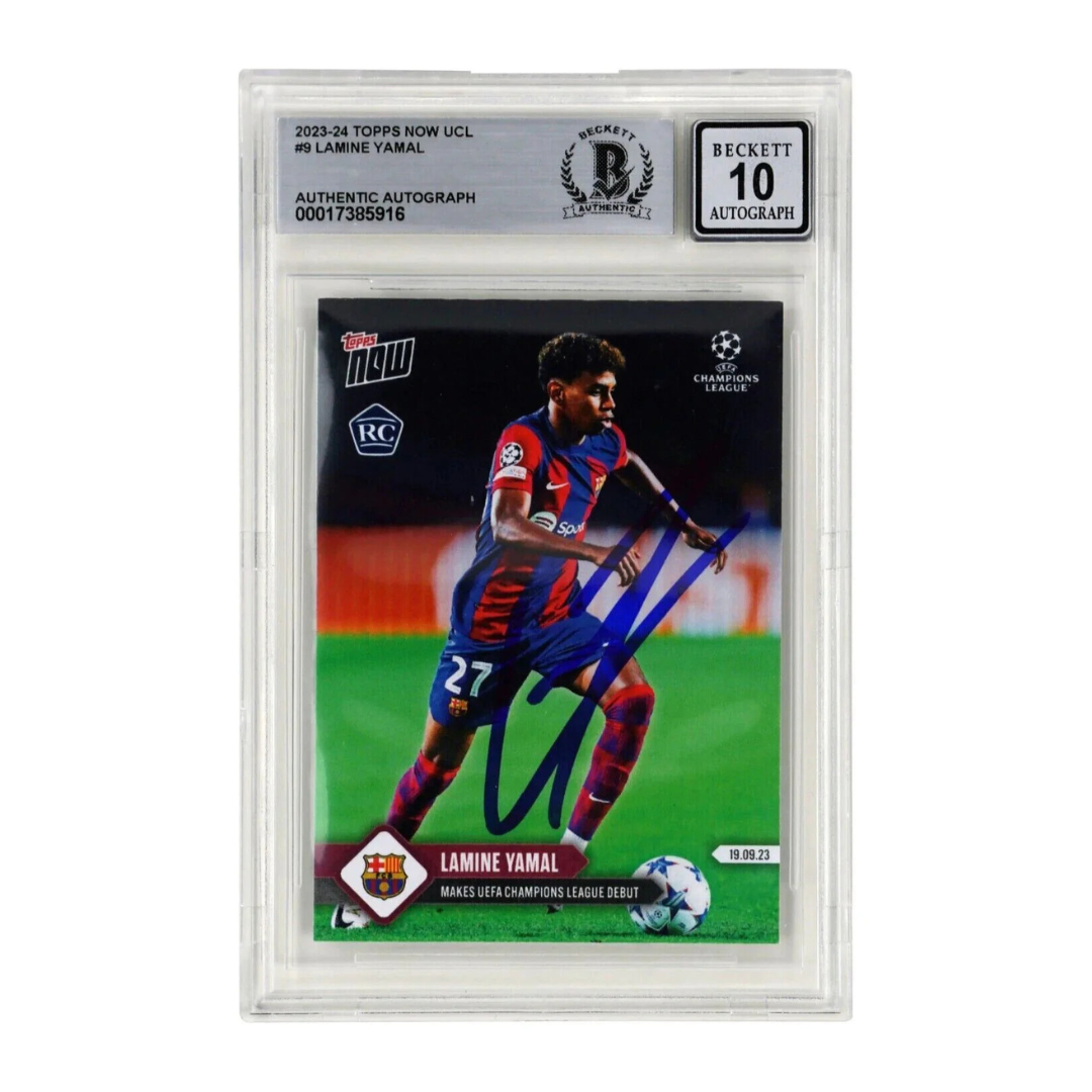 Lamine Yamal Signed 2023-24 Topps Now UCL Rookie Card – BGS 10 Autograph
