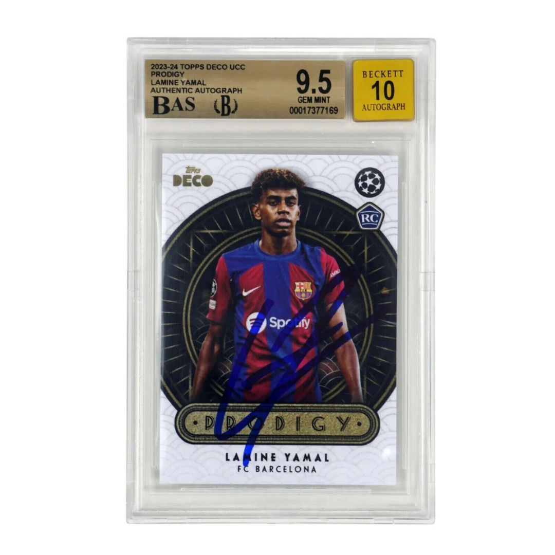 Lamine Yamal Signed 2023-24 Topps Deco UCC Prodigy Rookie – BGS 9.5 AUTO 10