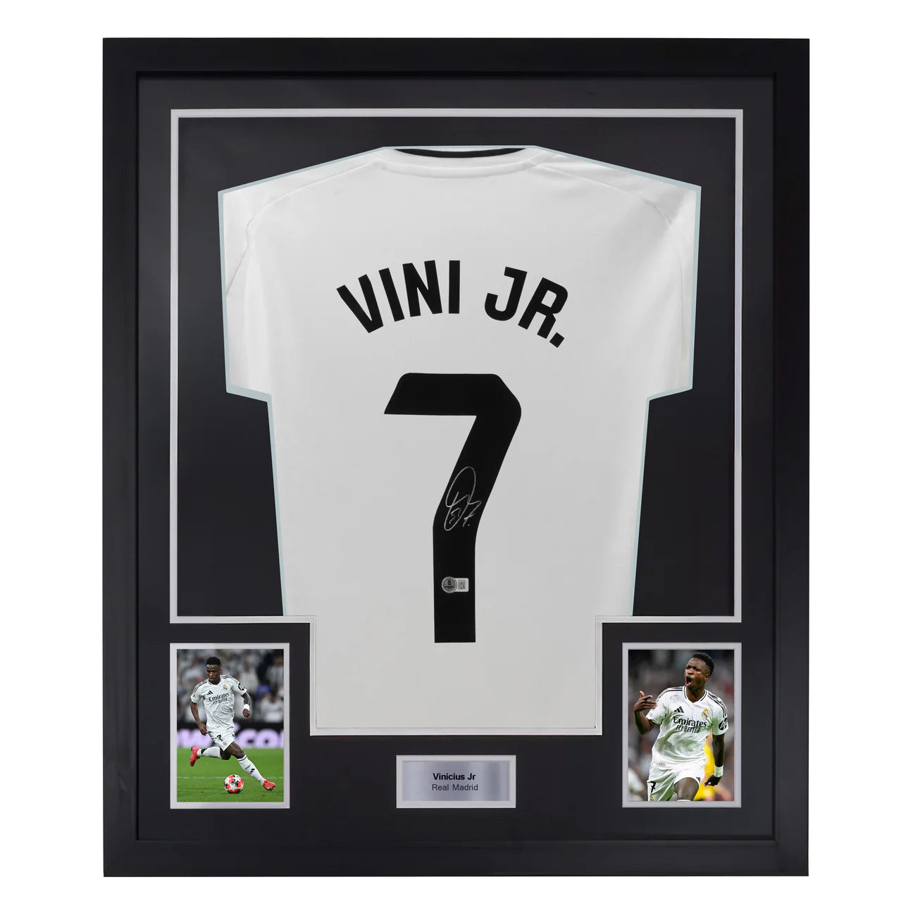 Vinicius Jr Signed & Framed Custom Real Madrid Soccer Jersey with Beckett COA