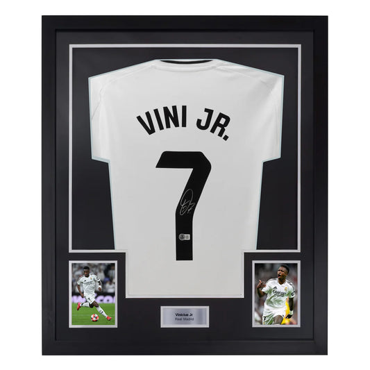 Vinicius Jr Signed & Framed Custom Real Madrid Soccer Jersey with Beckett COA